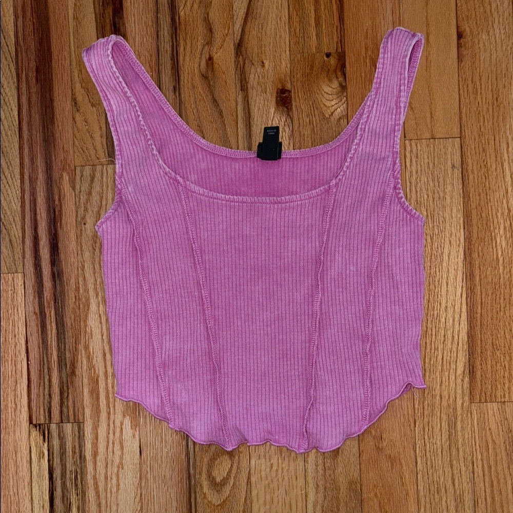 Wild Fable Pink Ribbed Crop Tank Top